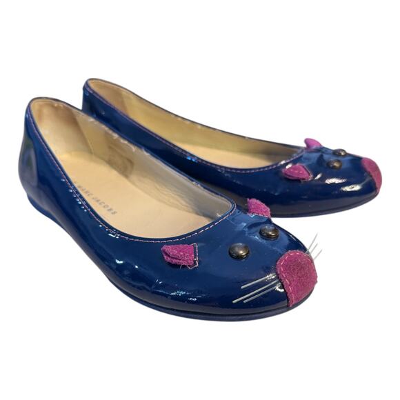 Girls Little Marc Jacobs Mouse Patent Leather Flats Size 33 | US Size 2 Blue - Picture 1 of 5